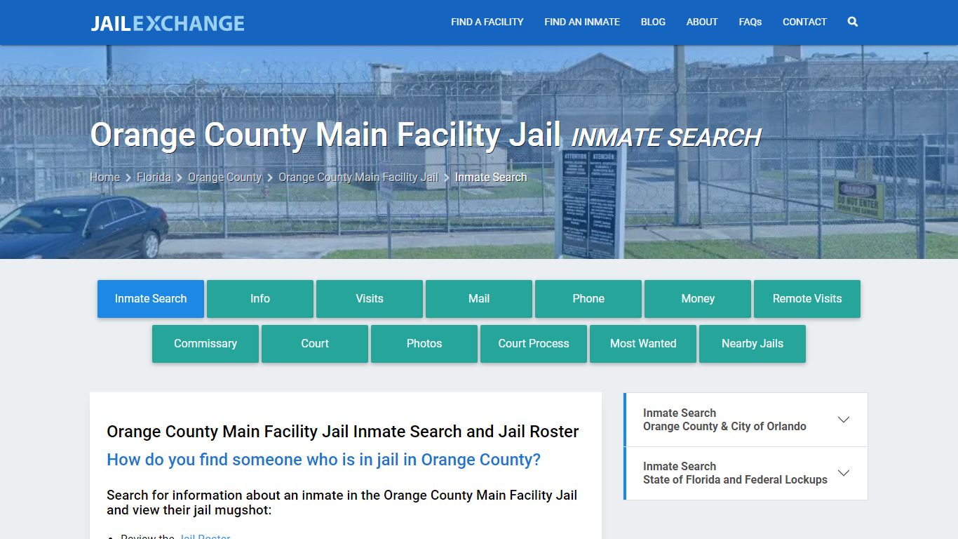 Orange County Main Facility Jail Inmate Search - Jail Exchange